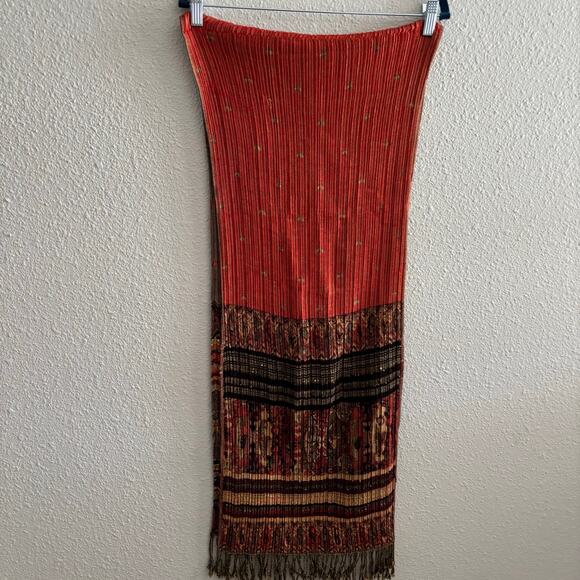 Pashmina 55% Pashmina 45% Silk Scarf Orange Brown Fall Colors One Size - Picture 3 of 7